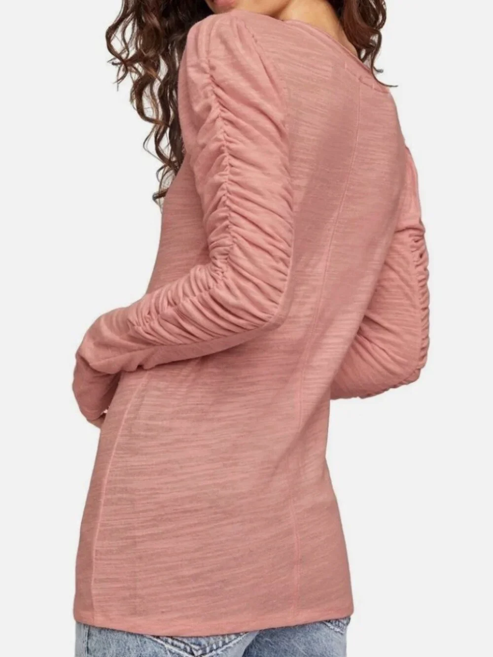 Free People We The Free Natasha Ruched Slub Tee Blush Pink Top S